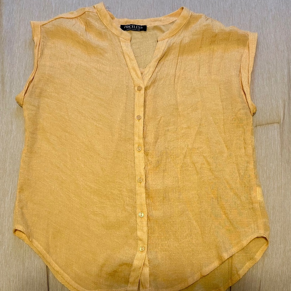 Shop Priceless Mustard Linen Women's Top - Size M